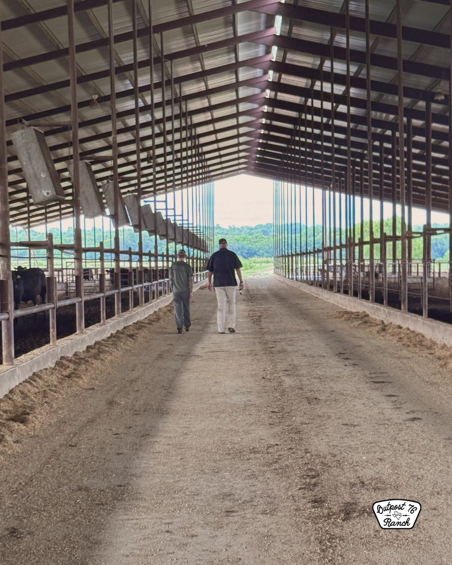 Inside a finishing barn at Outpost 76 Ranch